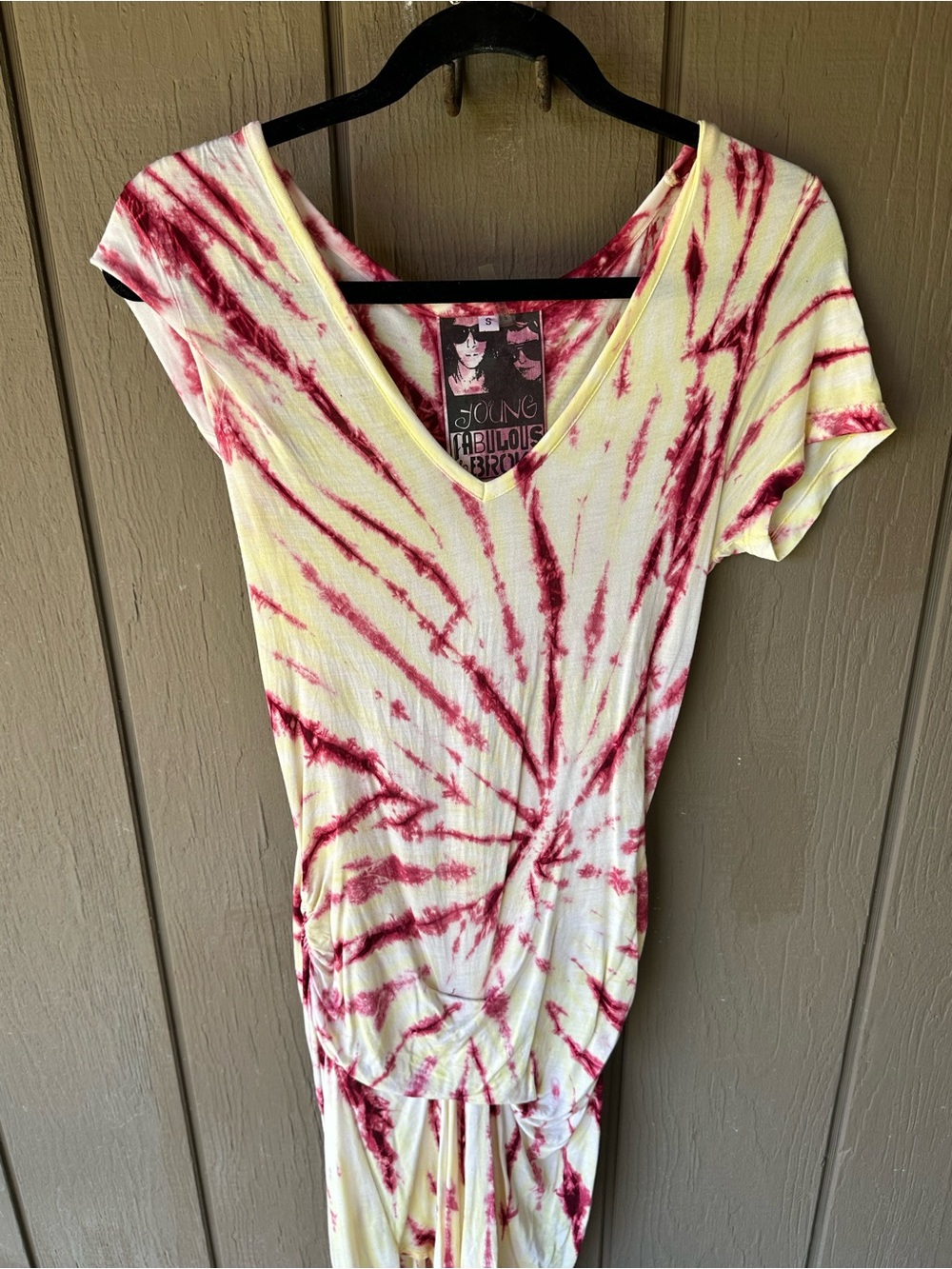 Young Fabulous & Broke Yellow and Red Tie-Dye V-Neck Tunic
